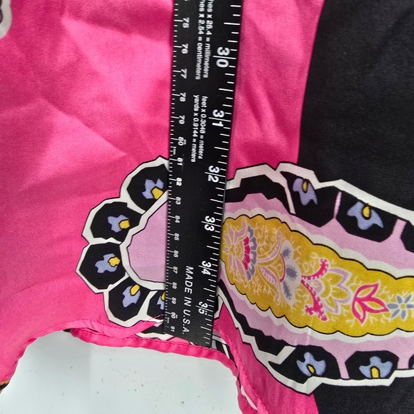 ICE Silk Paisley Print V Neck Sleeveless Midi‎ Dress Women's Size 8 Pink Black - Picture 8 of 9